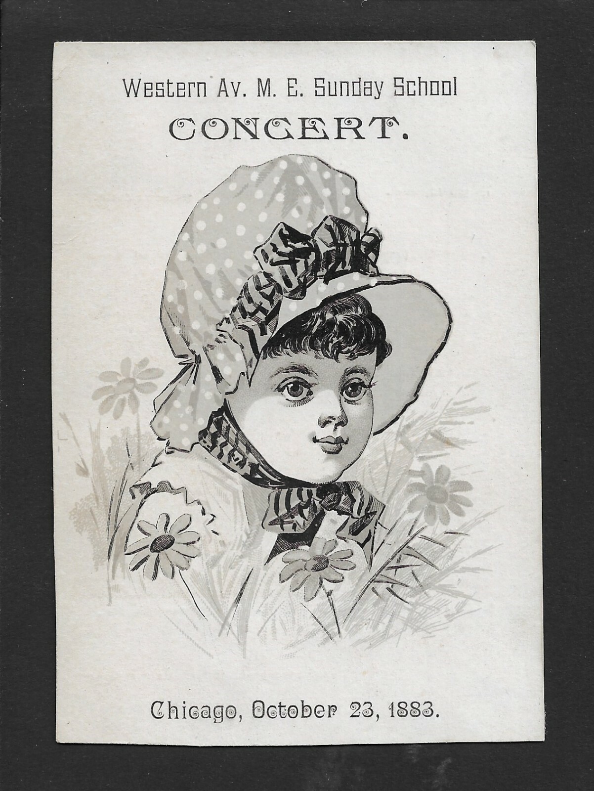 Victorian Program Card Sunday School Concert Chicago October 1883