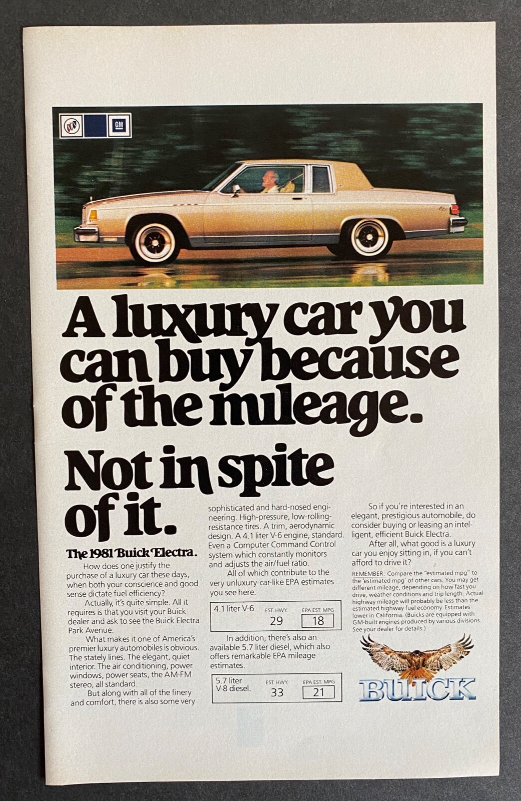 1981 Buick Electra Ad – You Can Buy Because of the Mileage