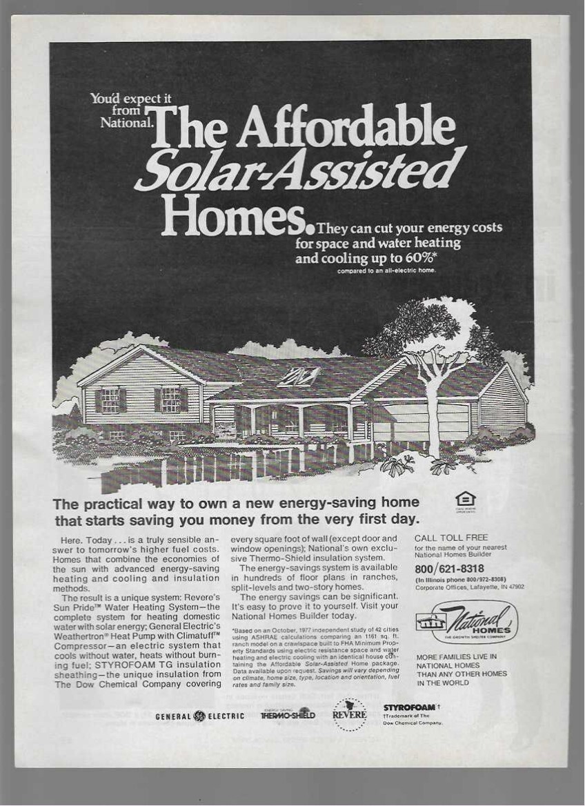 National Solar-Assisted Homes Growth Shelter company 1978 Vintage Print Ad