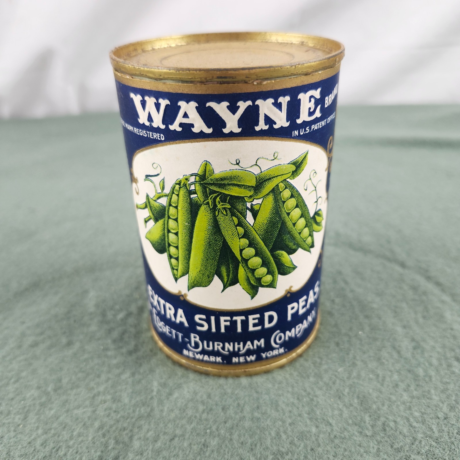 Antique Wayne Brand 11 Oz Extra Sifted Peas Can Established 1863