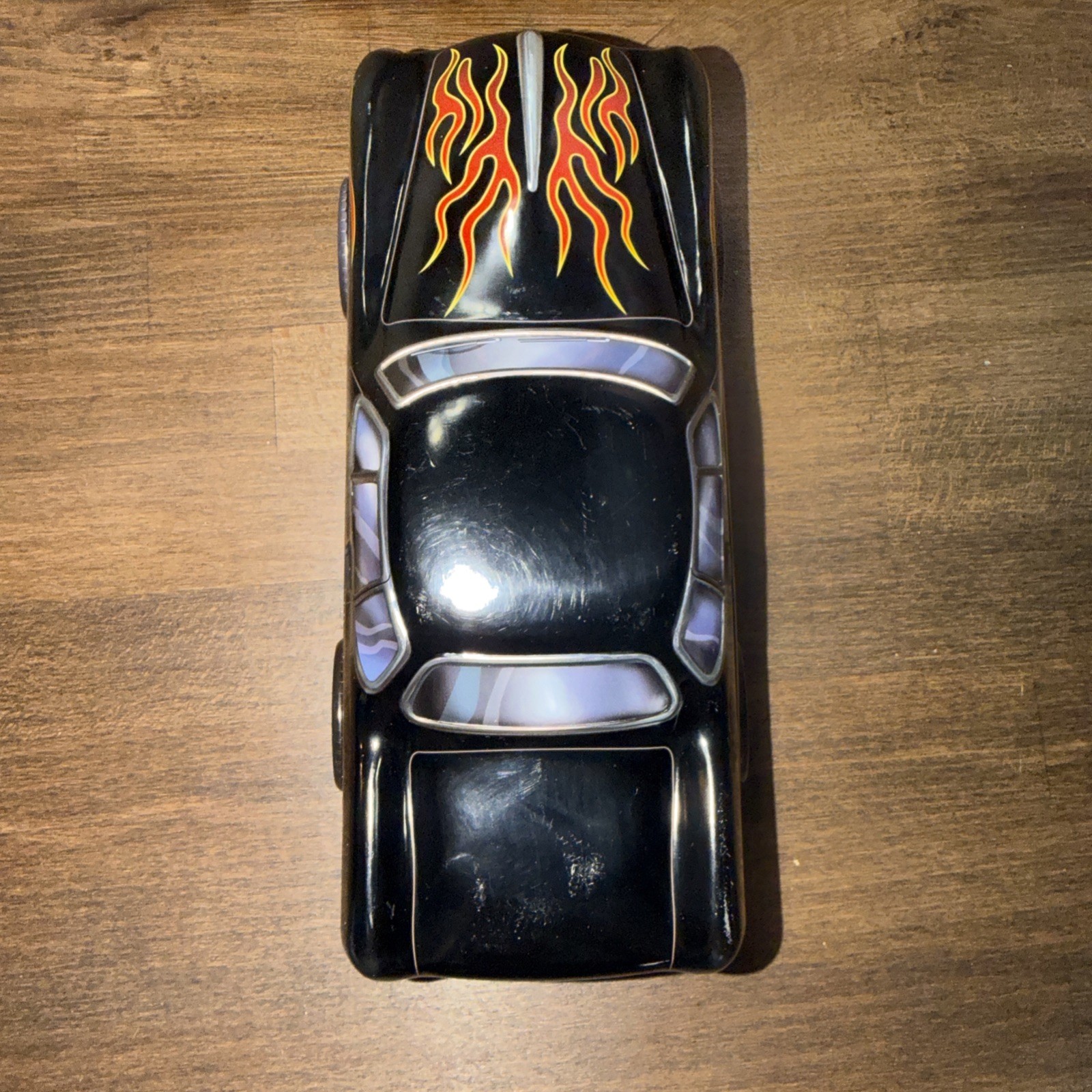 The Silver Crane Company Black & Yellow W/Flames Hot Rod Tin Storage Container