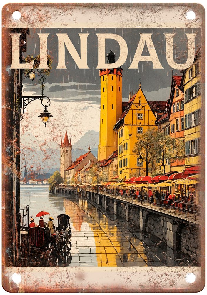 Vintage Lindau Germany Retro Look Travel Poster Metal Sign T3047