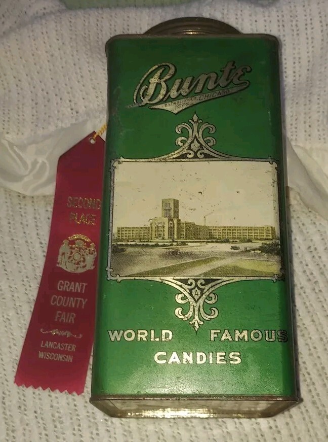 Antique Advertising Bunte Candy Tin Hard Candies Food Kitchen Collectible