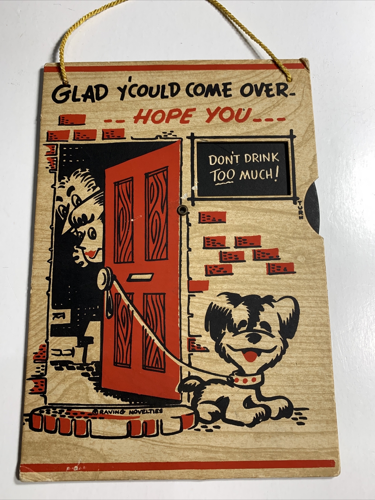 Comical Cardboard Sign Don’t Drink Too Much & Others 1960s Raving Novelties