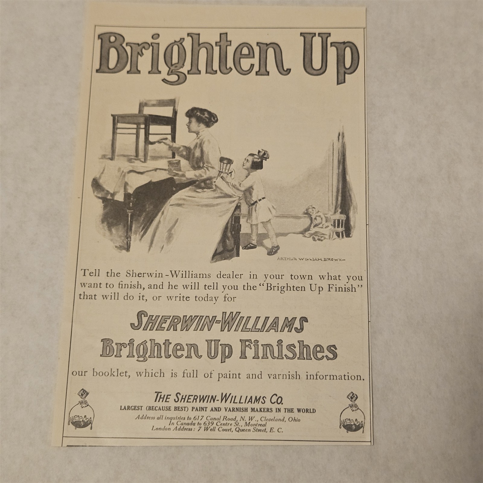 Vintage Sherwin-Williams Brighten Up Finishes Paint Varnish Print Ad