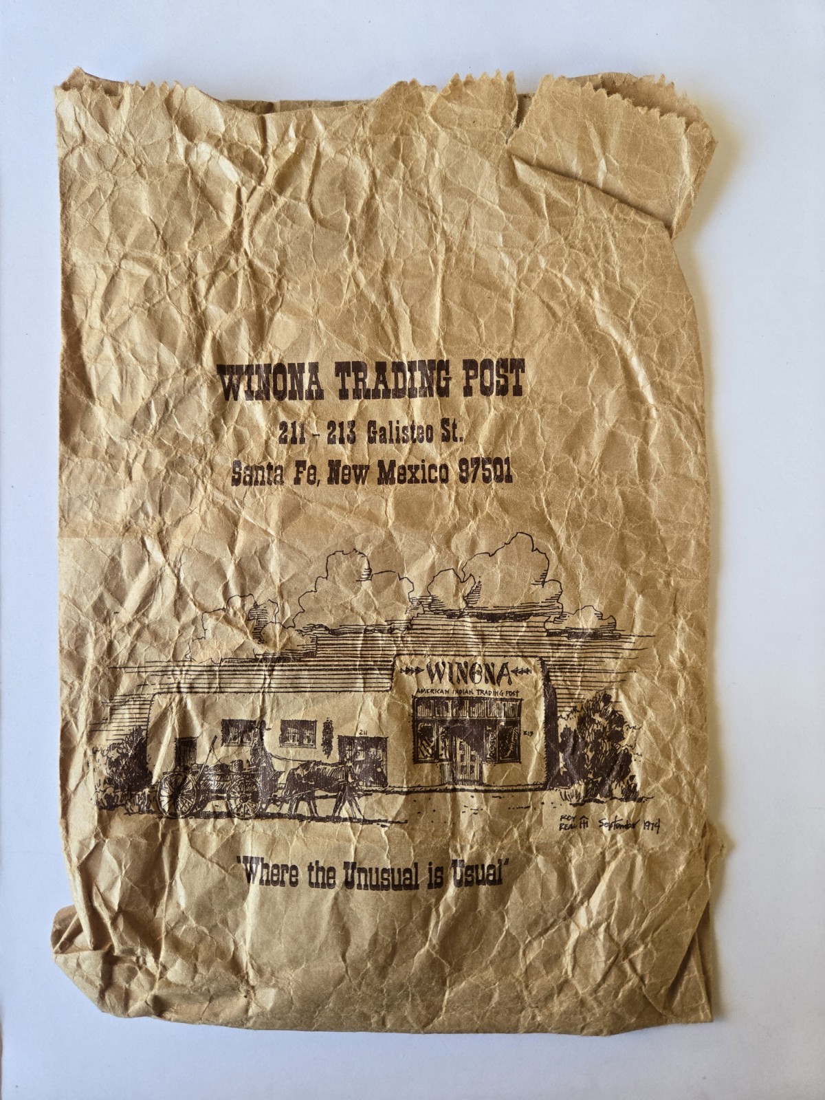 Winona Trading Post Santa Fe New Mexico Paper Bag 1970’s
