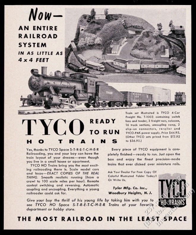 1954 Tyco electric toy train T10003 set photo vintage print ad