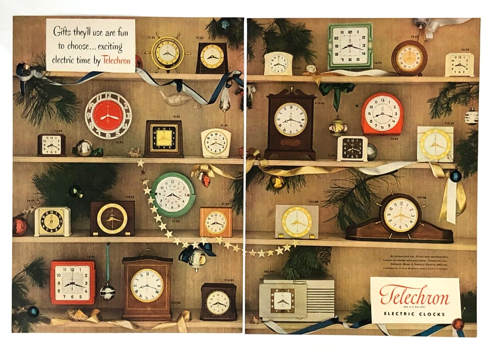 1948 Telechron Electric Clock Advertisement Christmas Gift Photo Vtg Print AD
