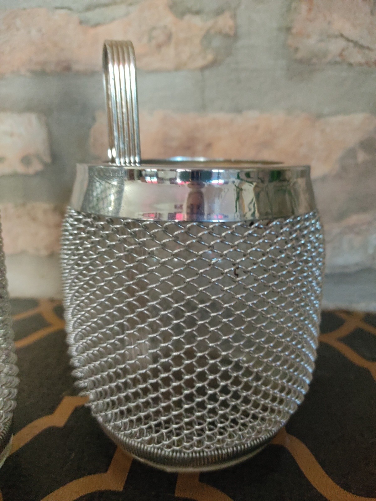 Shaker, Ice Holder Glass Metal Mesh VINTAGE BAR PUB