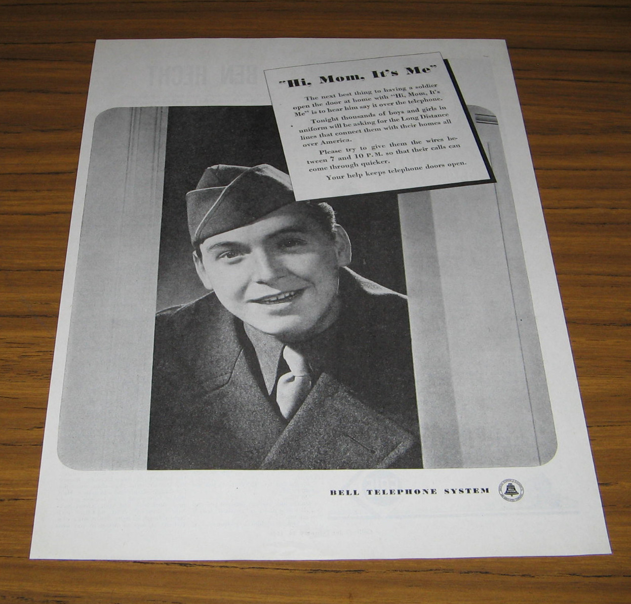 1944 Vintage Ad Bell Telephone System US Soldier Returns Home Hi Mom, It’s Me