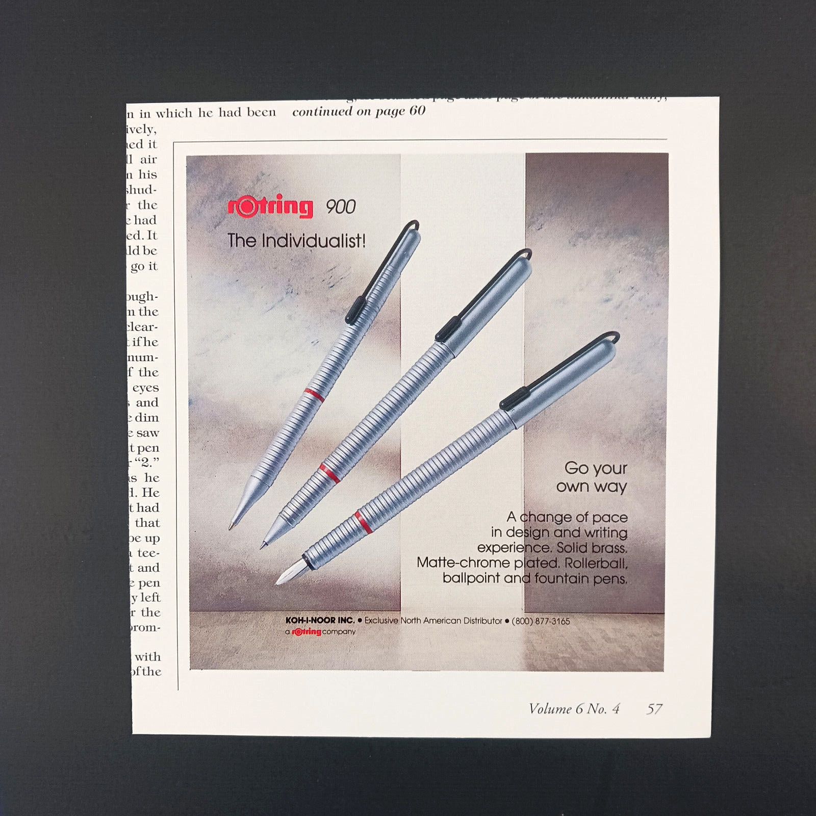 1993 Rotring 900 Matte Chrome Plated Rollerball Pen Print Advertisement