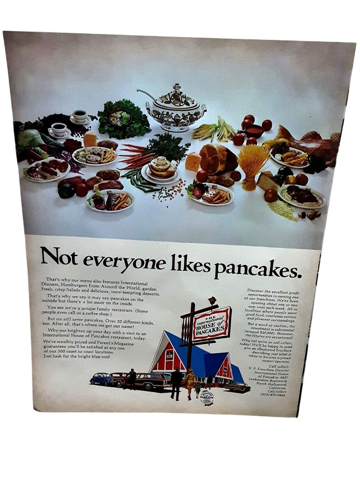 1970 International House of Pancakes Vintage Print Ad Retro Restaurant Art
