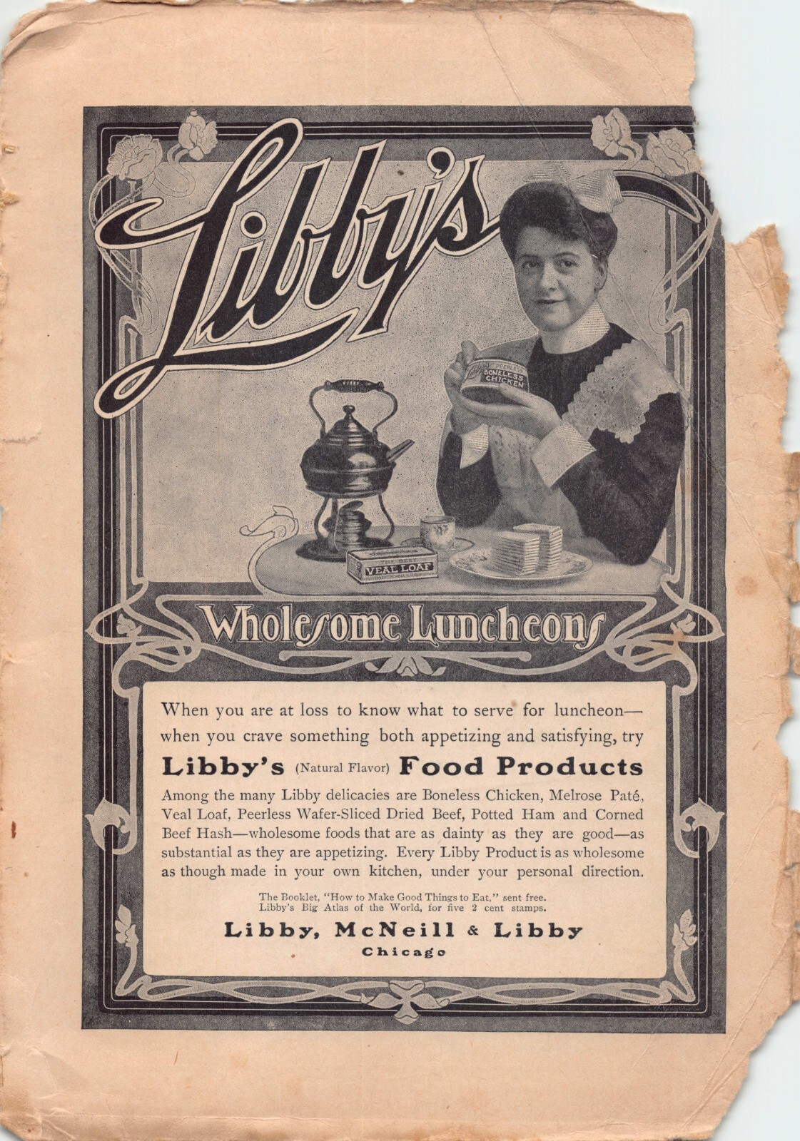 Libby’s Food Products McNeill Chicago Illinois Booklet Ad Vintage 1903 Print Ad