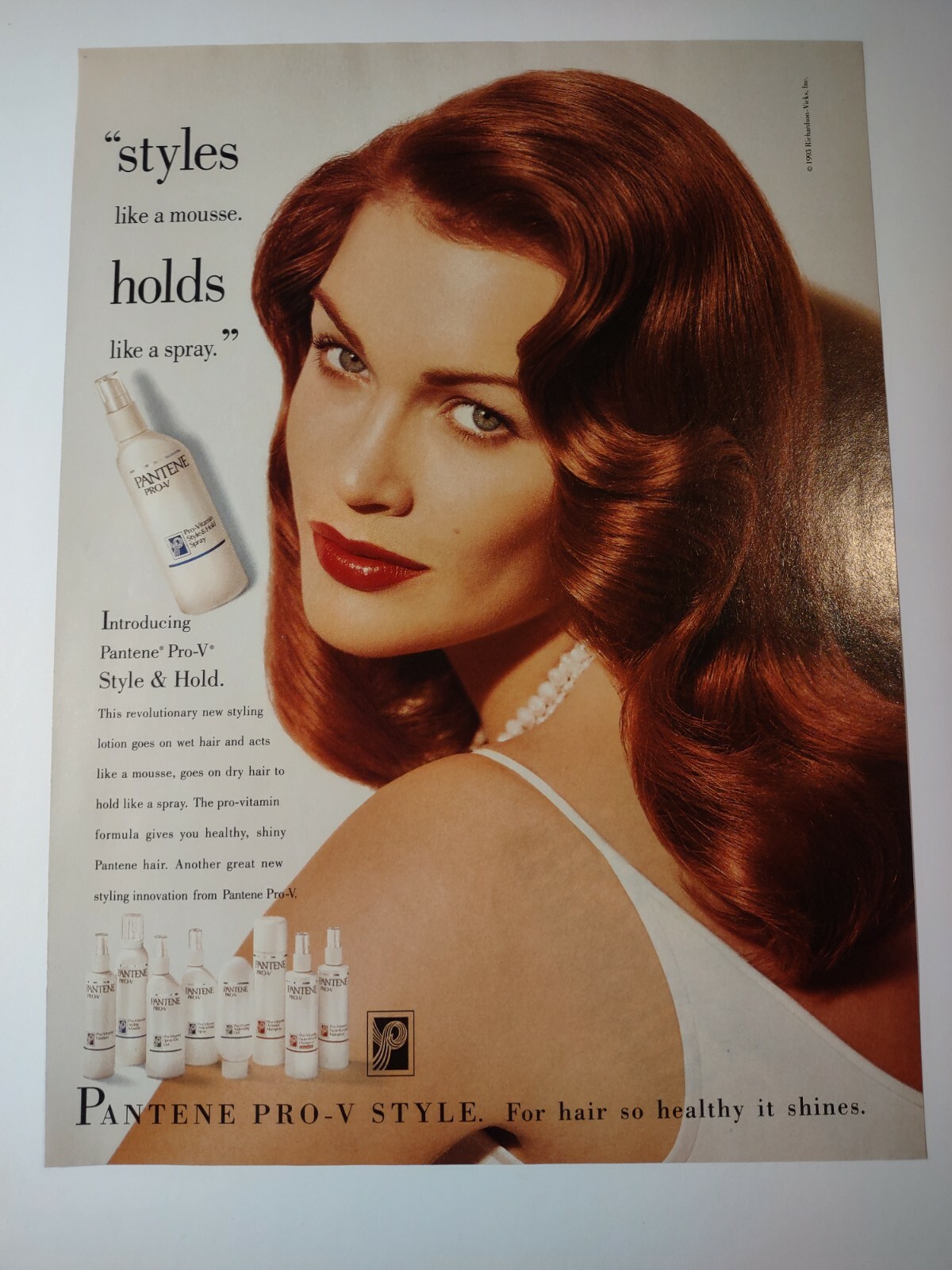 Pantene Pro V Style and Hold Hair Styling Vintage 1990s Print Ad