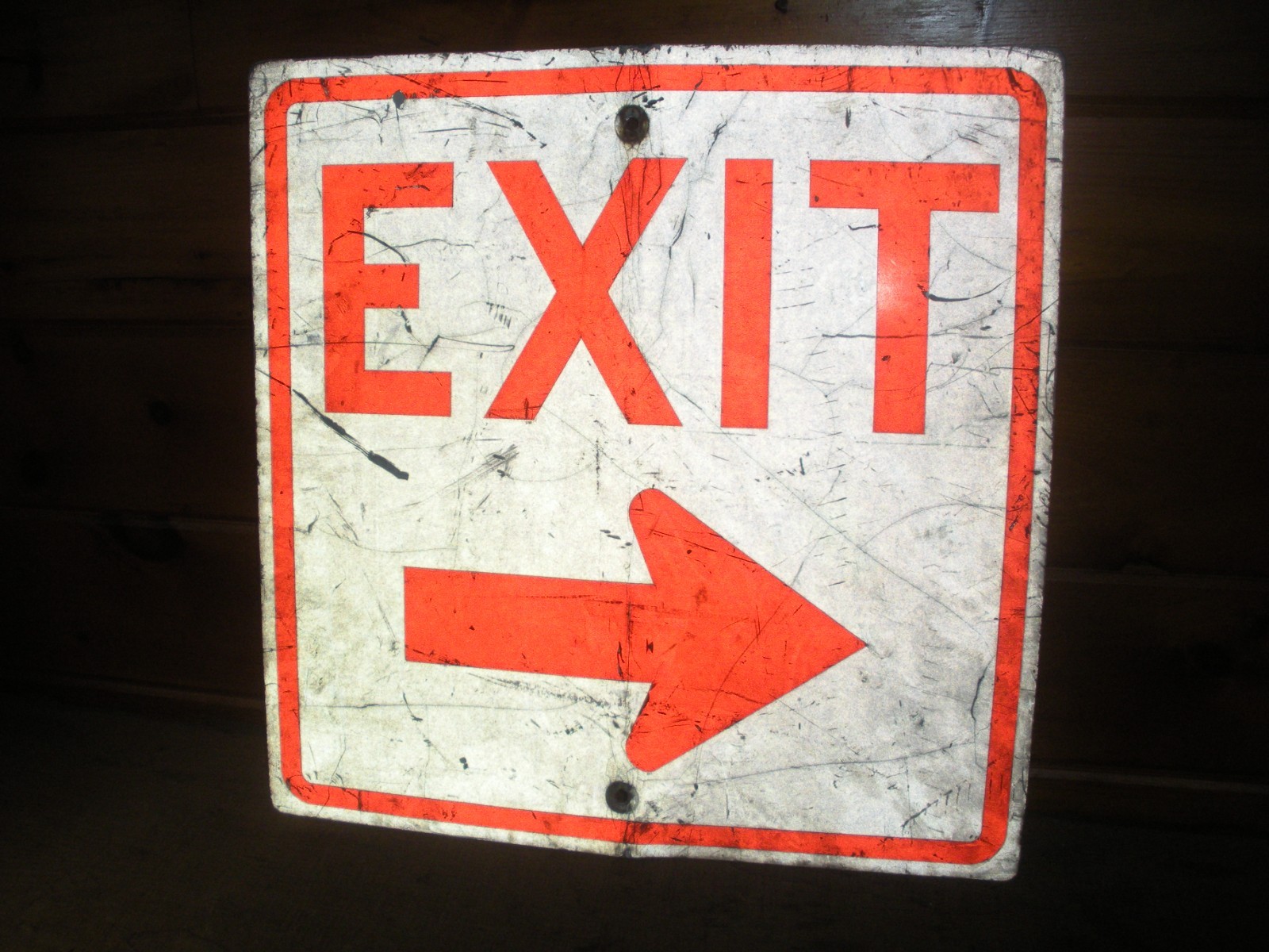 Vintage Heavy Metal EXIT Sign / Large 24″ by 24″ Sign