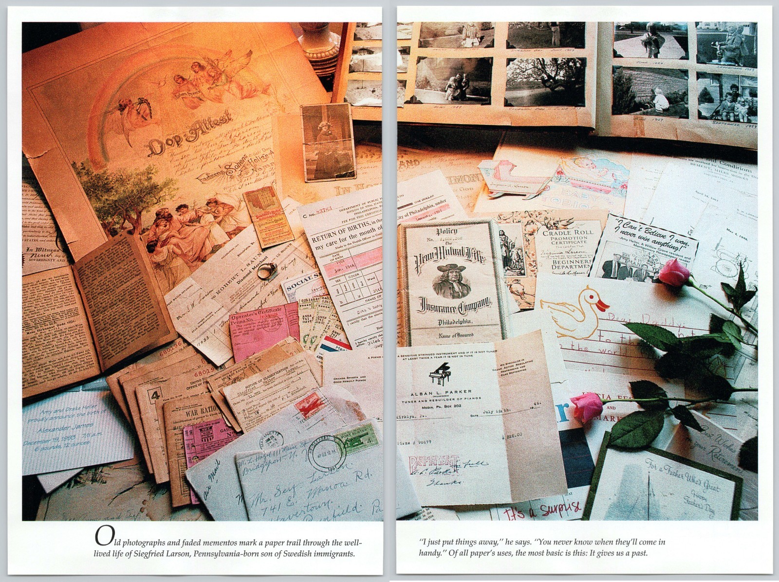 1997 Old Photographs & Ephemera 2-Page Nat Geo Print Photo: Ephemerist Gift