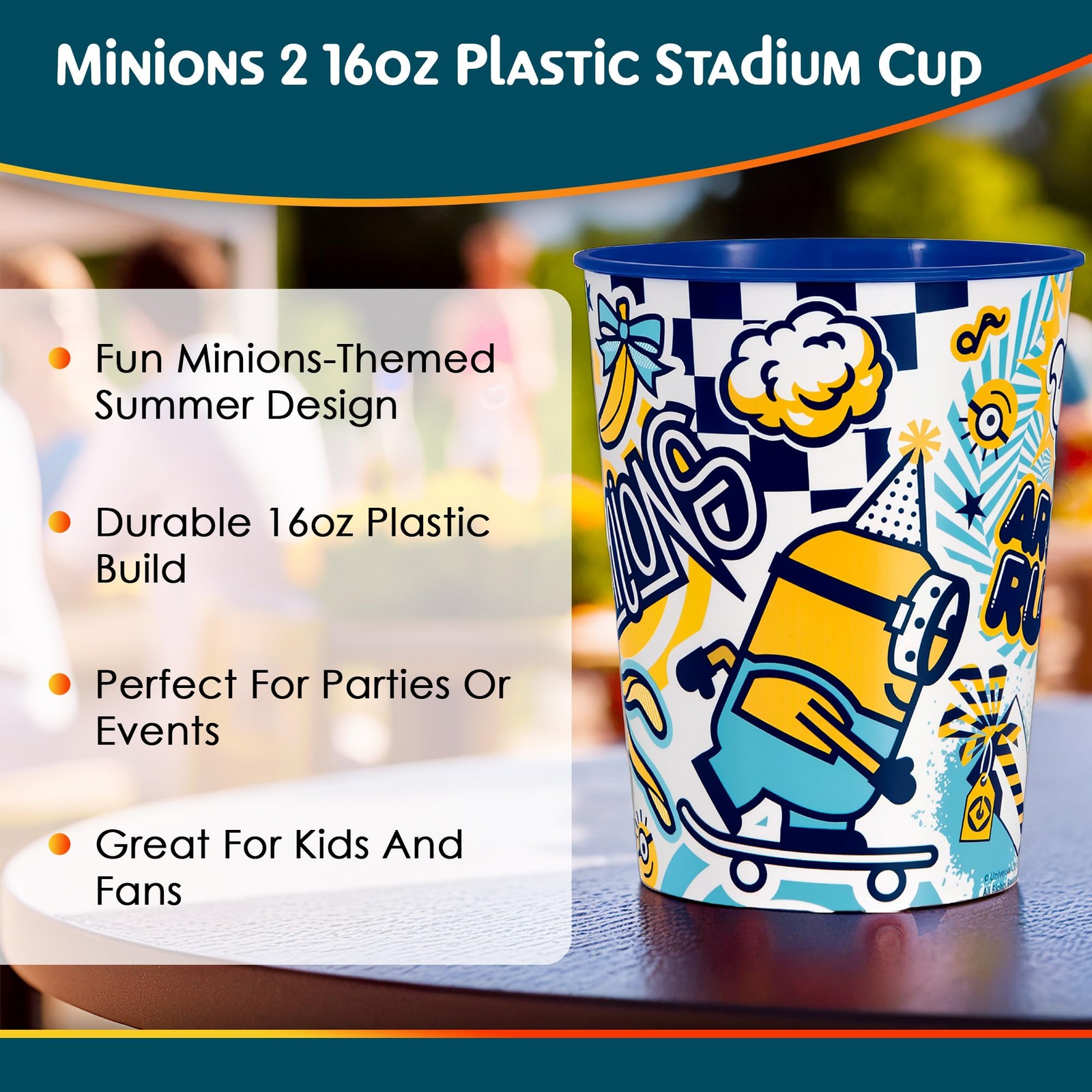 Minions 2 Multicolor Plastic Stadium Cup – 16 oz. (1 16 Ounces,