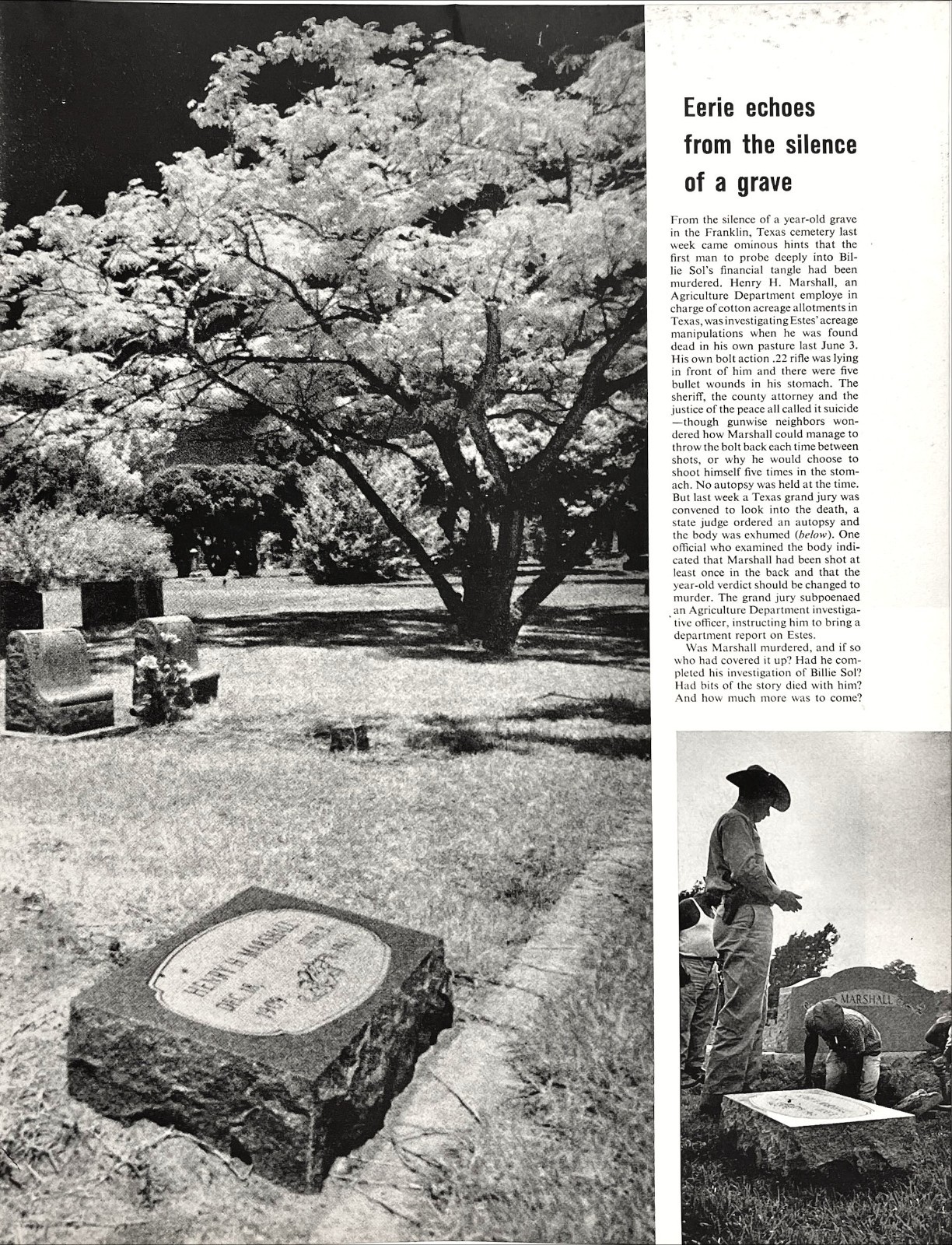 Henry Marshall Graveyard Texas Murder Mystery Billie Sol Estes Vtg Mag Excerpt