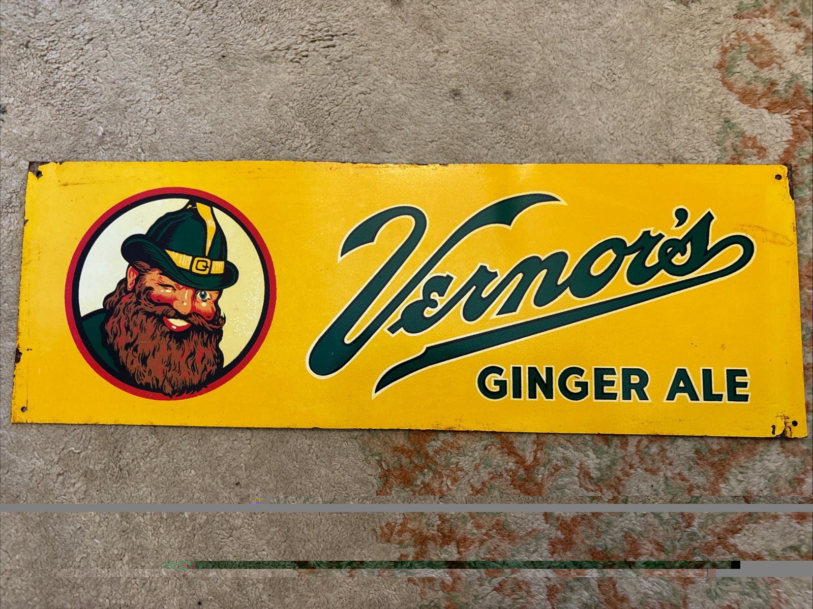 Vintage Vernors Tin Tacker Sign 1950s Painted Original 17” X 6”