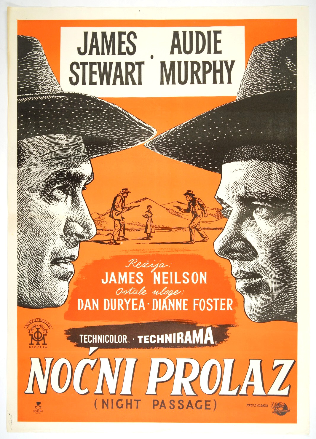 NIGHT PASSAGE Orig YU movie poster 1957 JAMES STEWART AUDIE MURPHY JAMES NEILSON