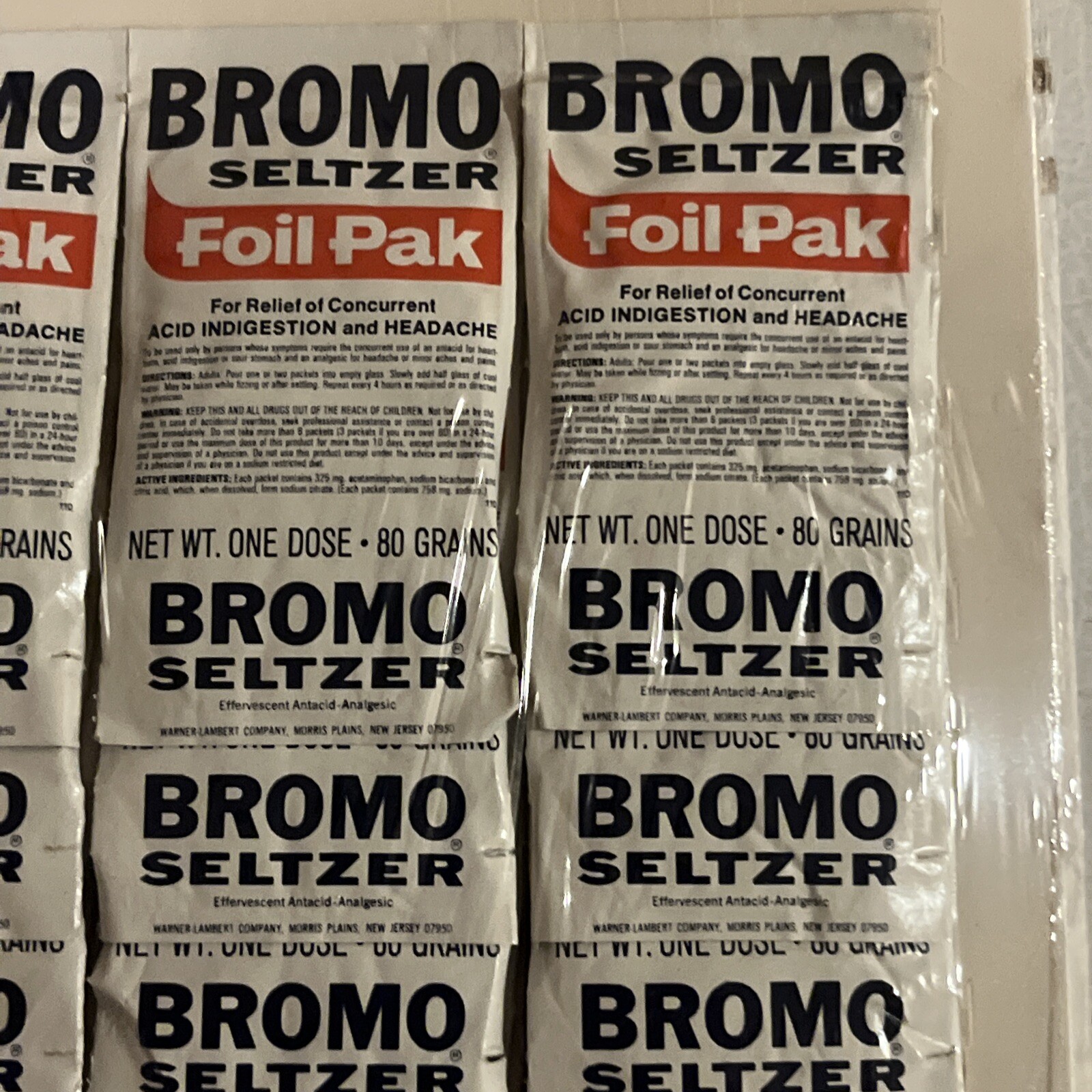 Vintage Bromo Seltzer (24) Tablets Pharmacy Foil Packs Counter Display NOS Stock
