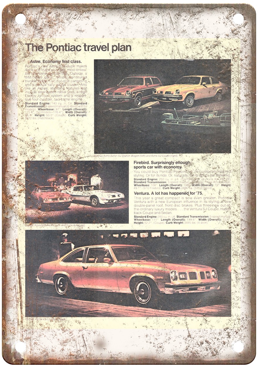 1975 GM Vintage Automobile Ad Retro Look Metal Sign AM7632