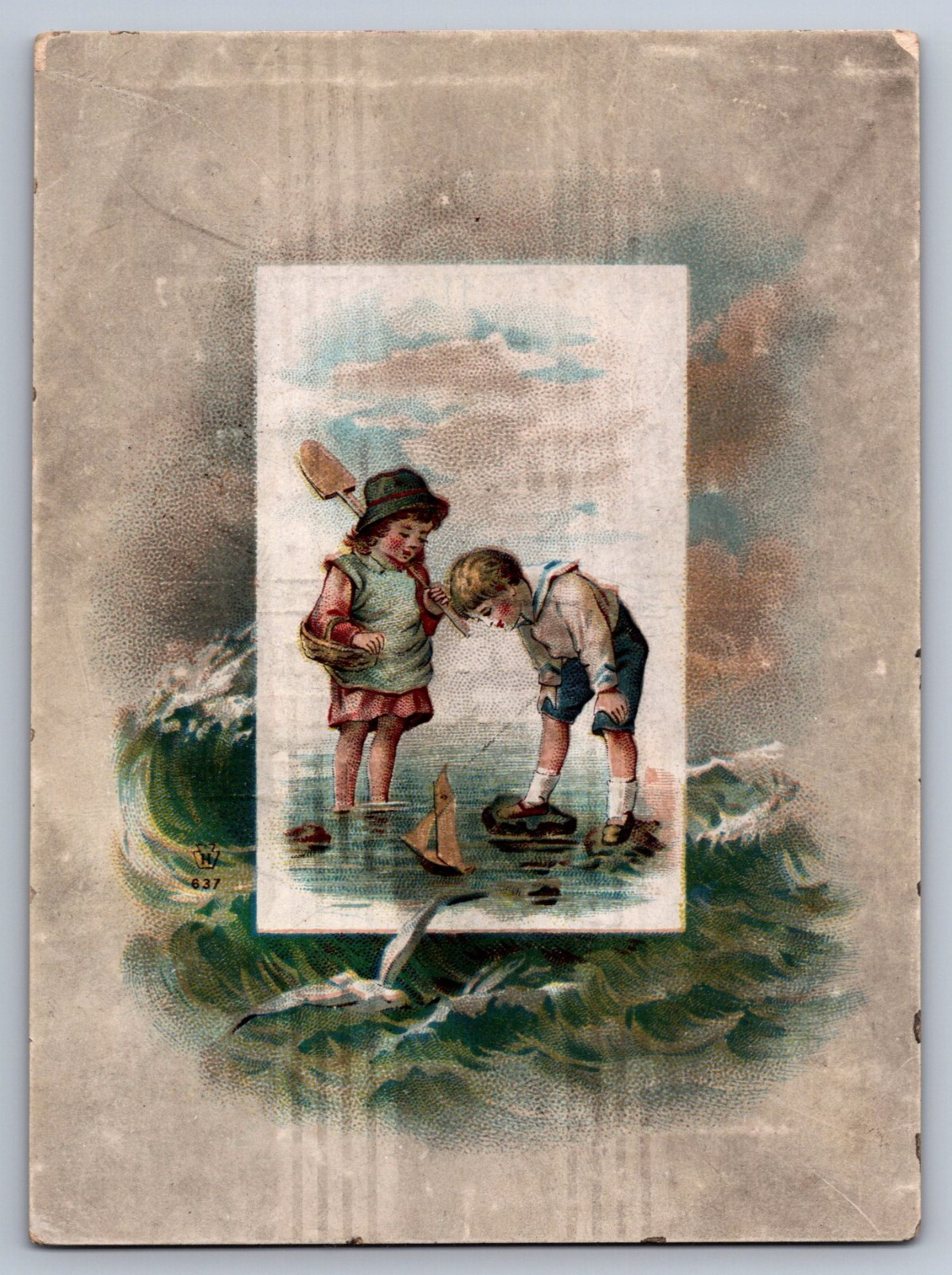 Victorian Trade Card Enterprise Roasted Coffee Baltimore MD Children w/ Toy Boat