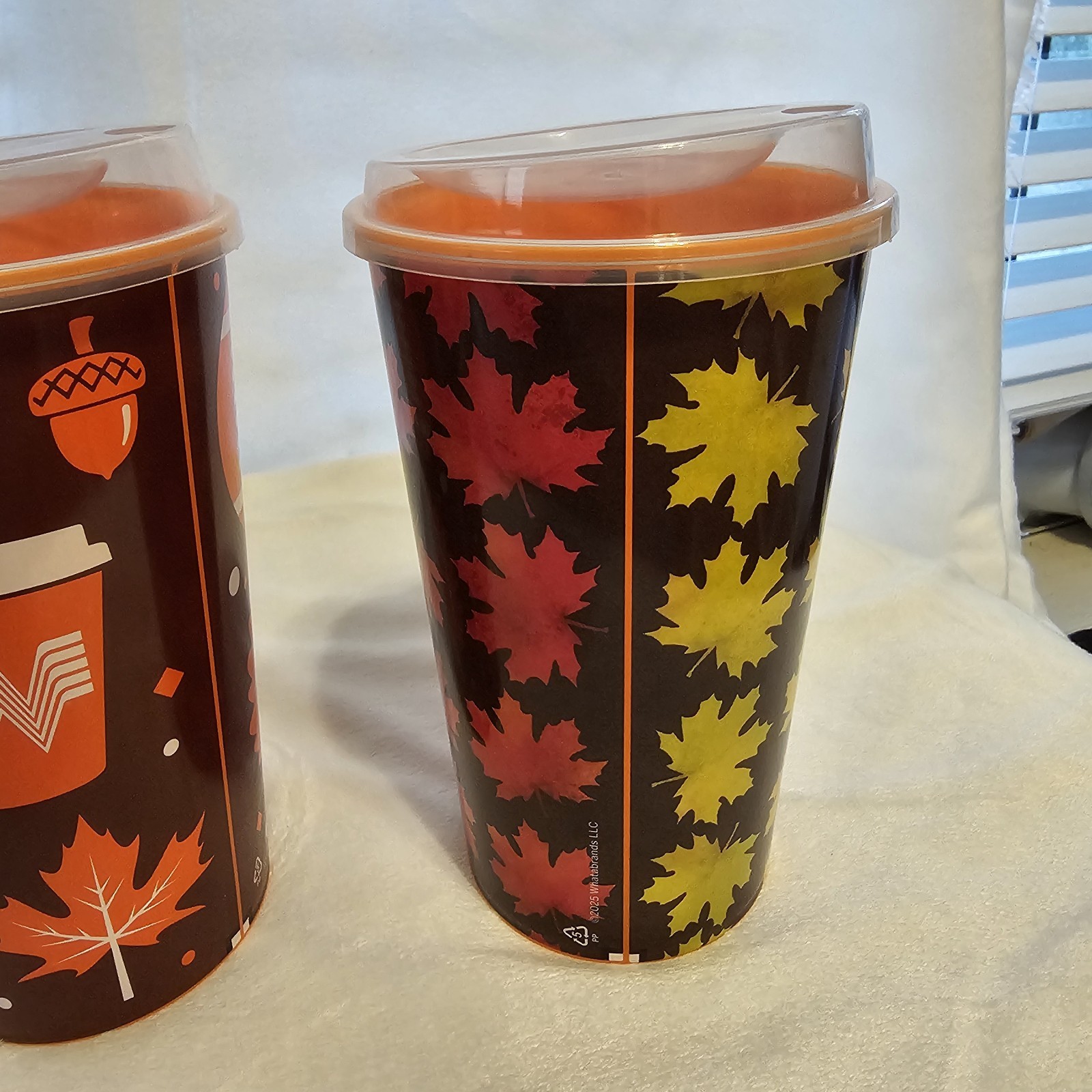 2 Whataburger 75th Anniv. Collectible Cups. Fall Leaves. Turkey Football NEW