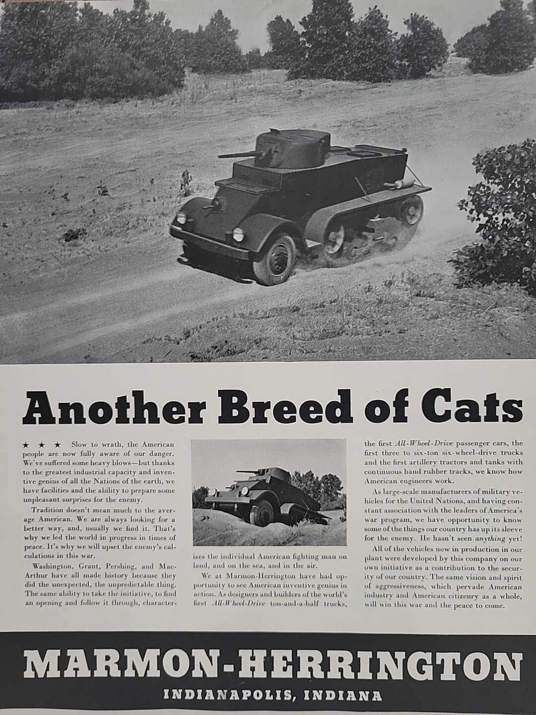1942 Marmon-Herrington Fortune WW2 Print Ad Q3 Trucks Tanks War Indianapolis