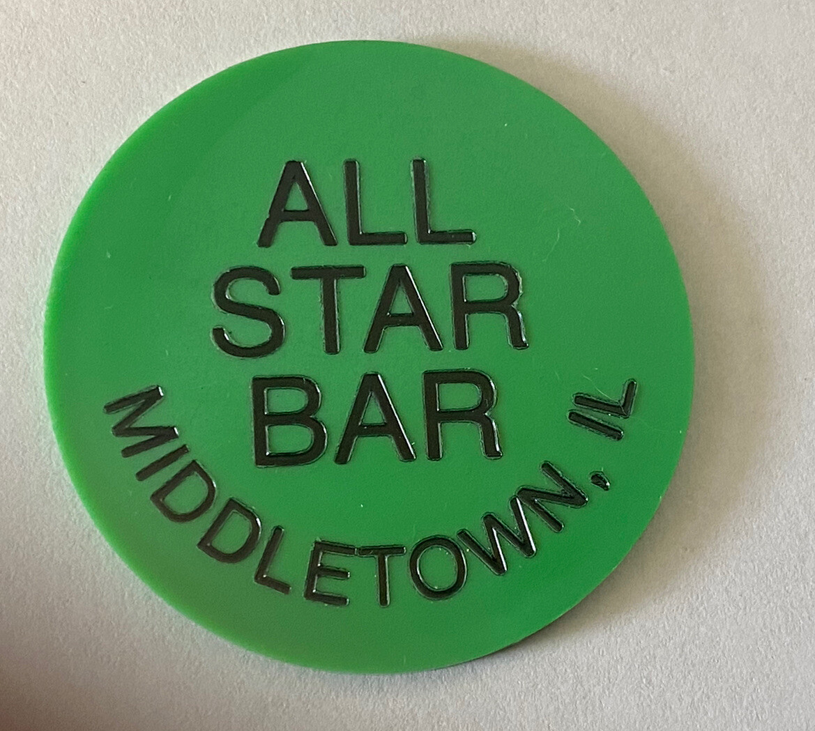 ALL STAR BAR Middletown IL Bright Green Souvenir Advertising 1.5” Token