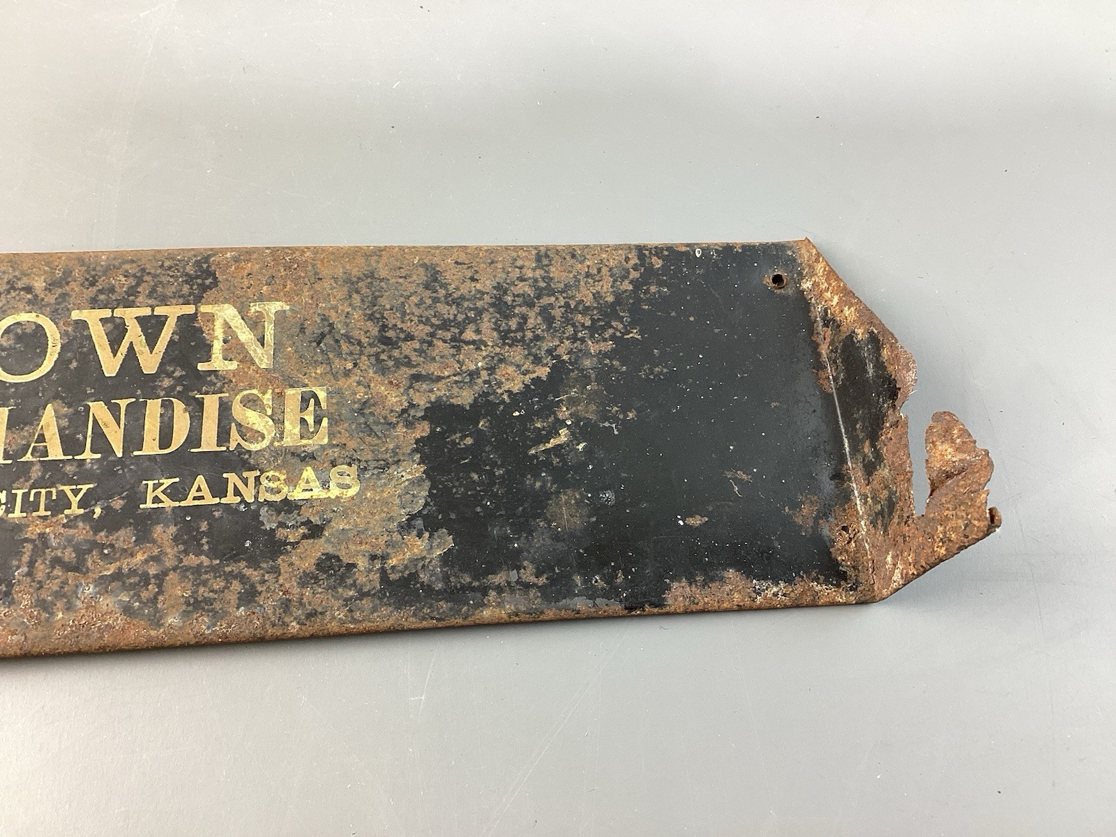 Vintage Geo T. Brown General Merch. Brown’s Hotel, Kansas Advertising Metal Sign