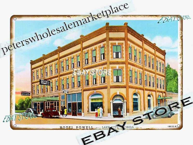 1941 Hotel Powell Lake City Florida small town lodging Tin Sign wall decor