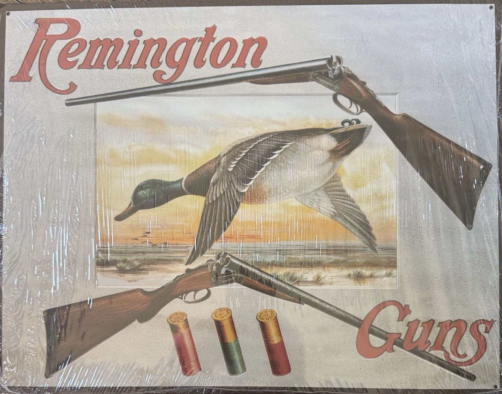 Remington Duck Shotguns Reproduction Advertising Sign Brown Green Red