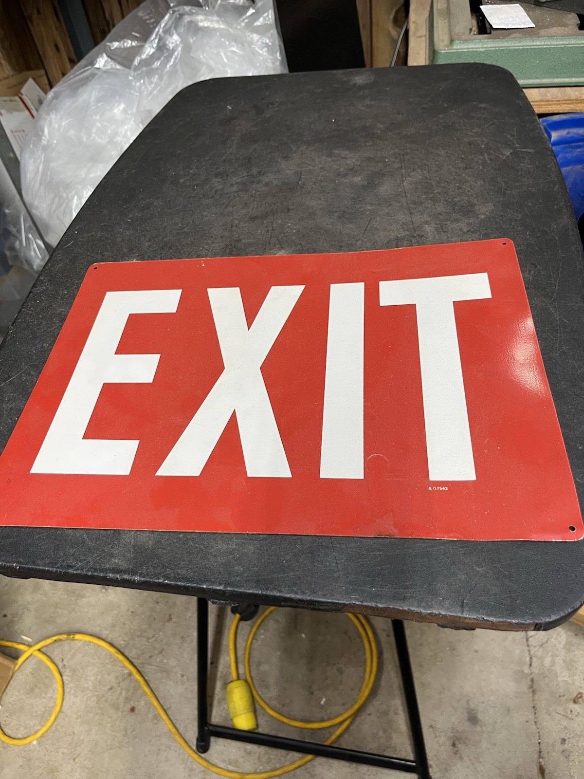 Vintage Authentic Metal Sign Large 14″ X 10″ Exit Sign