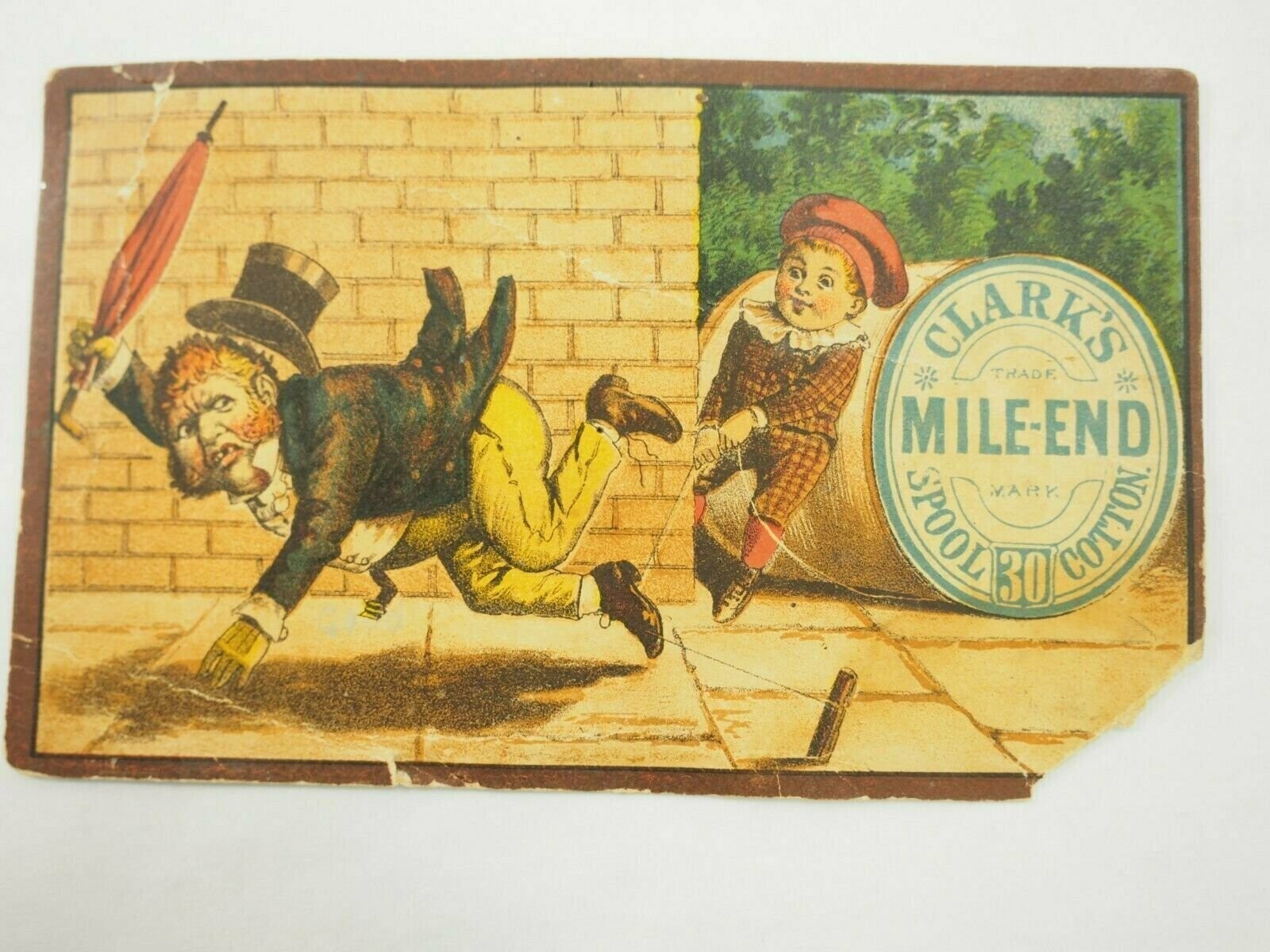 Clark’s “Mile-End” Spool Cotton Best Six Cord Victorian Trade Card 1880’s
