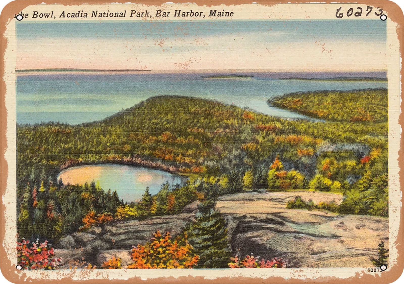 METAL SIGN – Maine Postcard – The Bowl, Acadia National Park, Bar Harbor, Maine