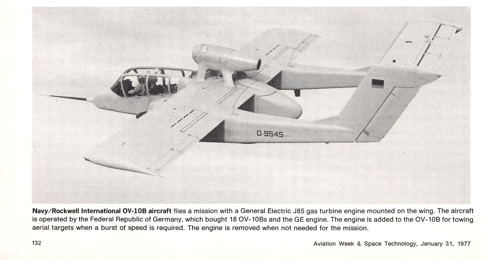 Navy/Rockwell International OV-10B Aircraft GE J85 Gas Turbine Vtg Mag Excerpt