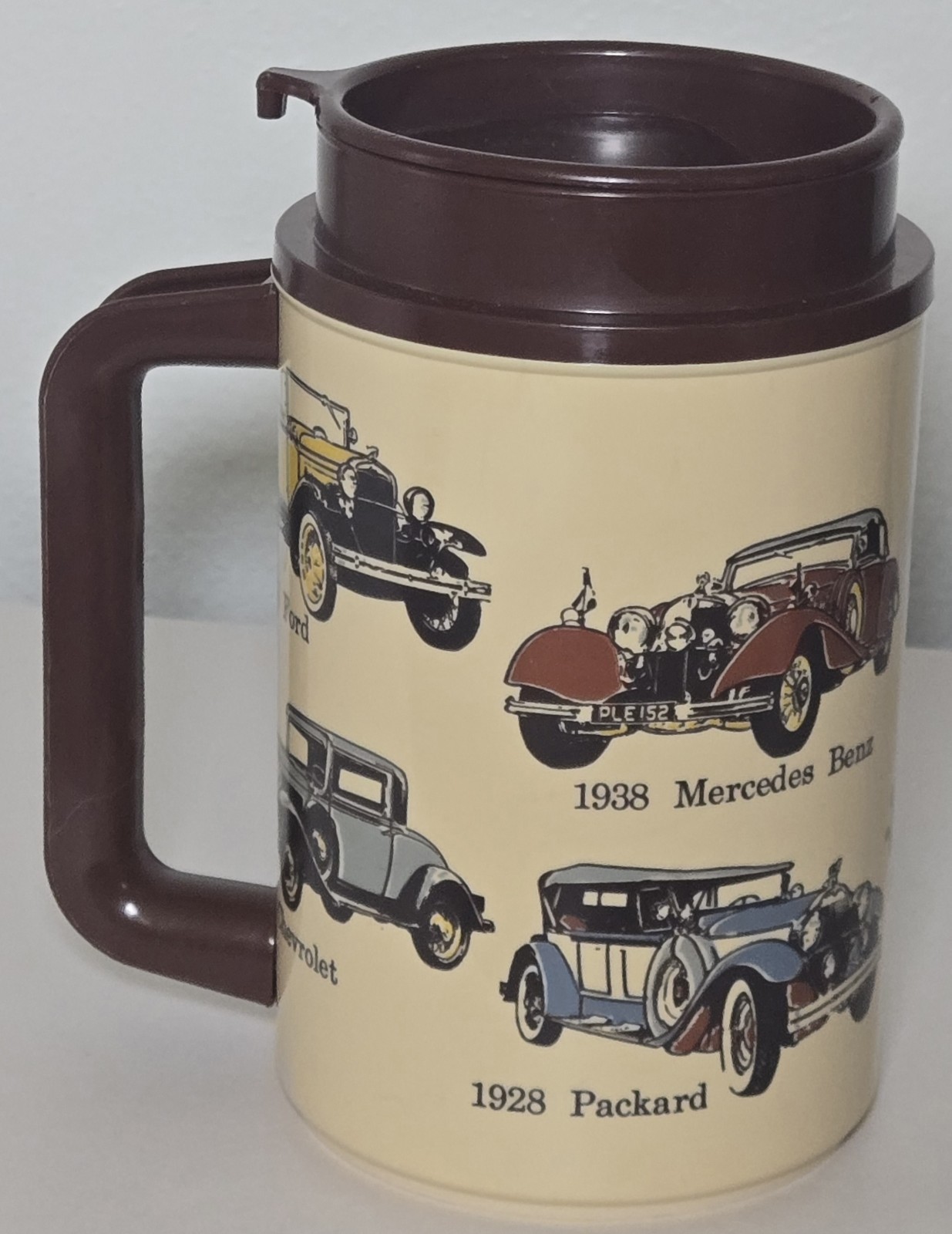 Vintage Thermo-Serv 22oz Travel Mug Classic Cars Buick Packard Studebaker