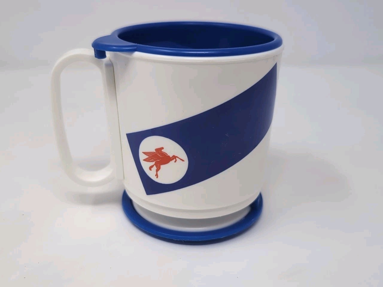 VTG Mobil Oil Gas Pegasus Travel Mug/Cup With Lid & Holder by Whirley (Plastic)
