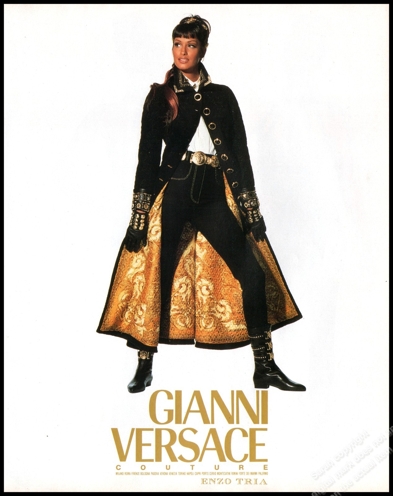 1992 Versace Couture 4 pg Claudia Naomi Magazine Print Ad Fashion High Heels-12B