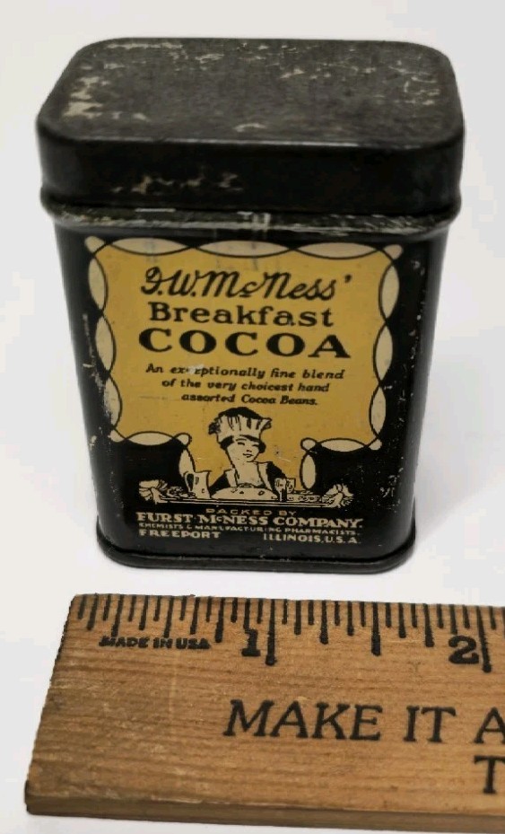 Vintage McNess Empty Breakfast Coca Tin Primitive Antique Kitchen Decor