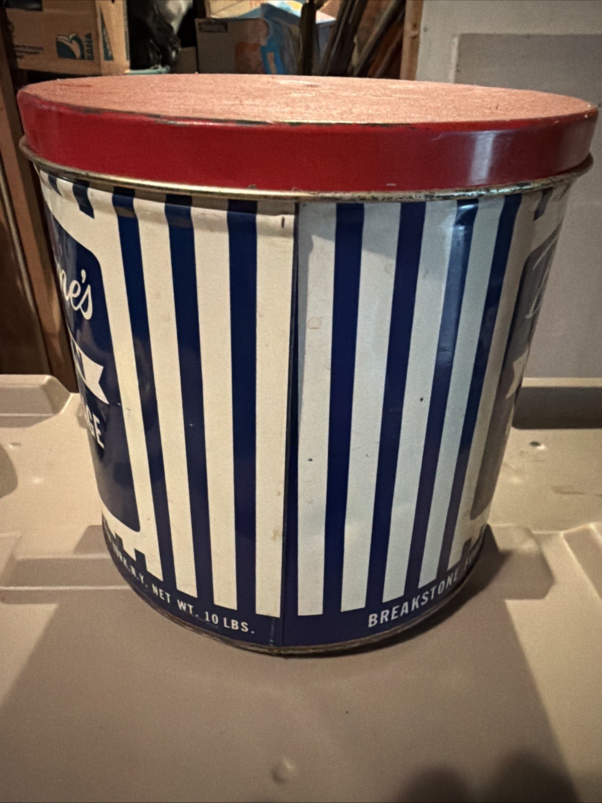 Breakstone’s Creamed Cottage Cheese Popcorn Style 10 lb Tin 7 1/4” X 7 1/2”