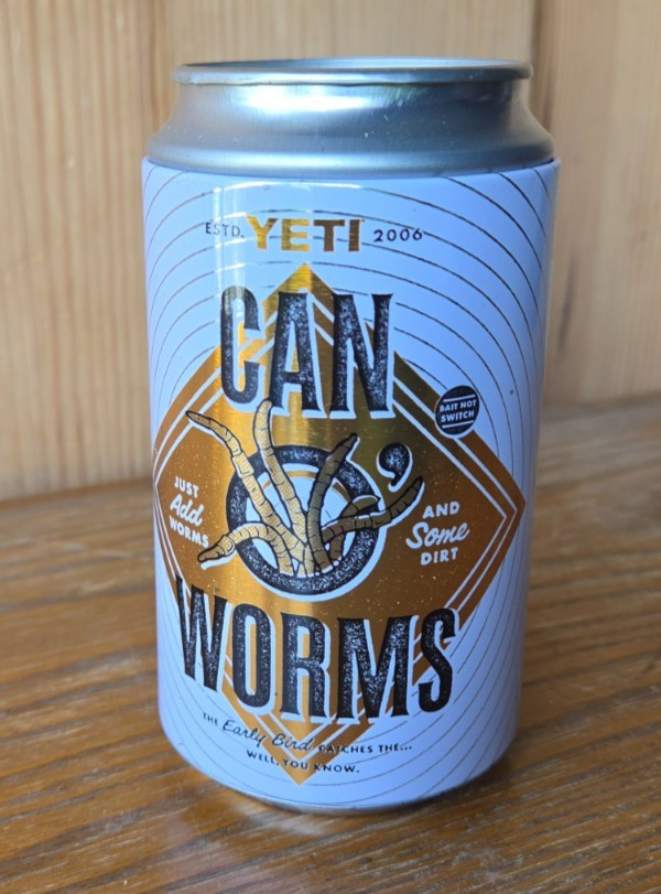 CAN ‘O’ WORMS. 2006 YETI STASH CAN. ORIGINAL NOVELTY.
