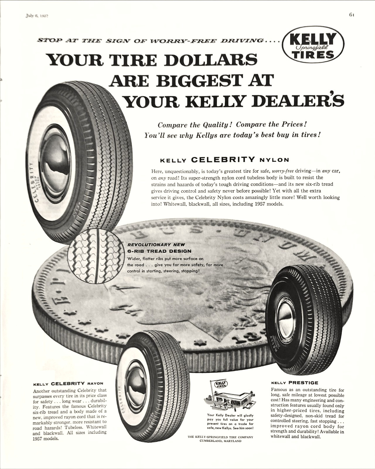 Kelly-Springfield Tires 1890s Morgan Dollar Celebrity Rayon Vtg Magazine Cut Out