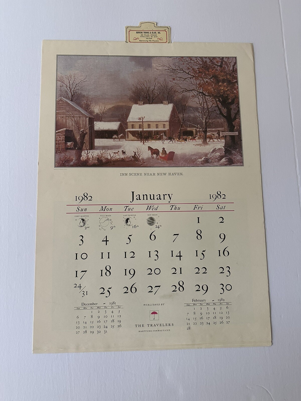 VTG Complete 1982 Travelers Insurance Co. Calendar Currier and Ives Prints Rare
