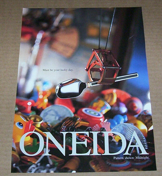 1995 print ad – Oneida Midnight silverware -must be your lucky day- Advertising