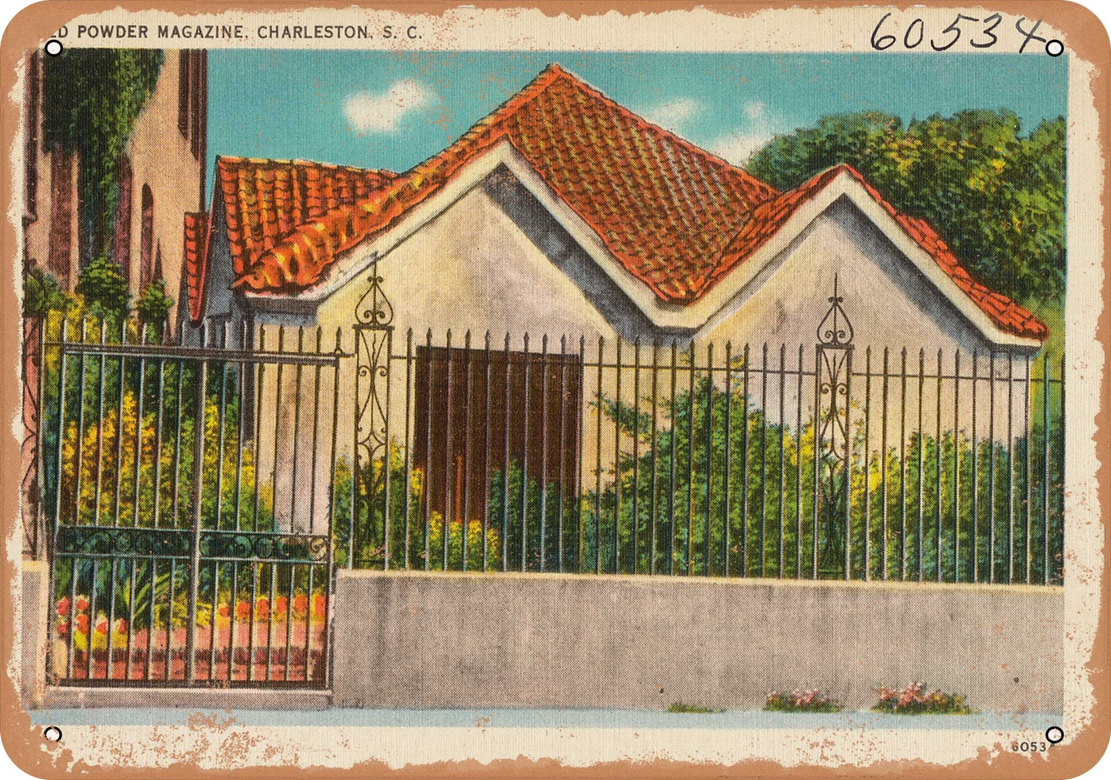 METAL SIGN – South Carolina Postcard – Old Powder Magazine, Charleston, S. C.
