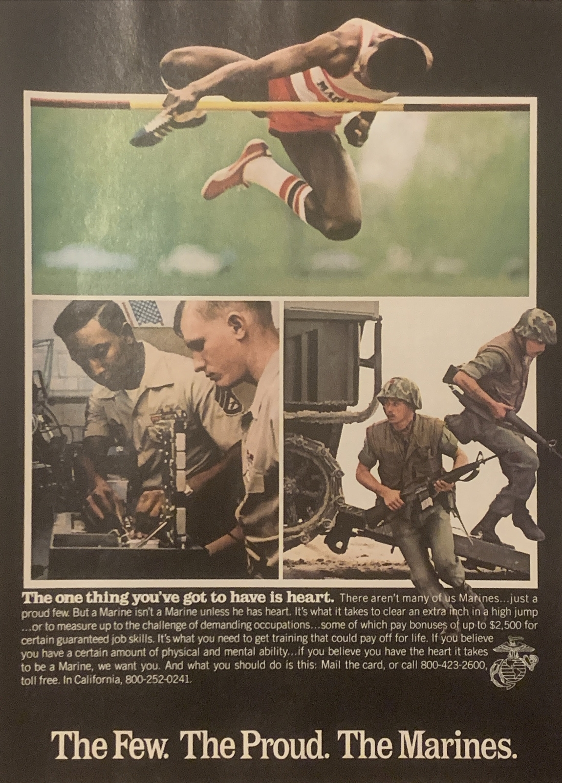 1976 US Marines Marine Corps USMC Recruiting PRINT AD The Few The Proud VTG 70s