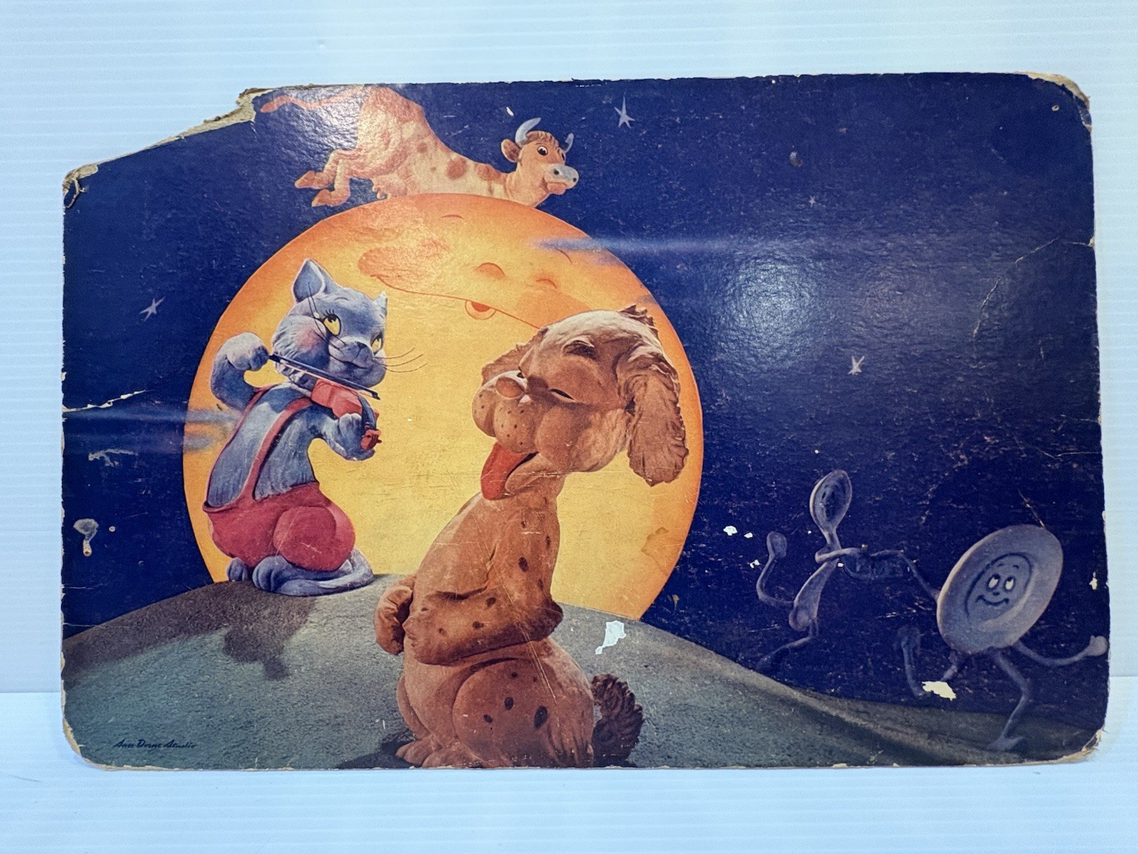 Vintage Children Place Mat Hey Diddle Diddle Mother Goose 1945 See Pics