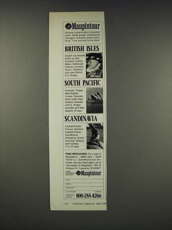 1990 Maupintour Travel Ad – British Isles South Pacific Scandinavia